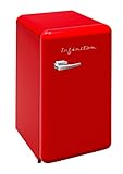 INFINITON FG-V158 - Frigorífico Vintage, Rojo, 90L, 1 puerta, Chilling Area,...