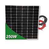 Panel solar 250W monocristalino 12V tecnología PERC alta eficiencia con cable...