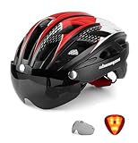 Shinmax Casco Bicicleta Adulto con Luz Casco MTB con Visera Magnética...