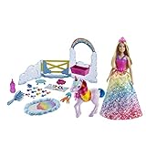 Barbie Dreamtopia Muñeca Real con unicornio y accesorios de juguete, regalo...