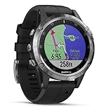 Garmin Fenix 5 Plus, Reloj GPS Multideporte, Plata con Correa Negra...