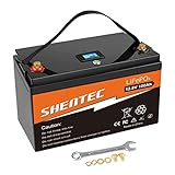Shentec Bateria Litio 12V 100Ah 1280Wh Li-Ion Bateria y Litio energía de...