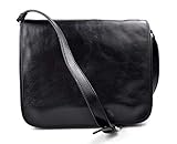 Bolso messenger de piel negro bolso de hombre piel bolso de mujer piel bandolera...