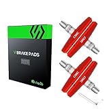 Chooee Zapatas de Freno Set, Bloques de Freno de Bicicleta para V-Brake，Rojo