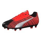 PUMA One 5.4 FG/AG Jr, Botas de fútbol Unisex Adulto, Plata Black Nrgy Red Aged...