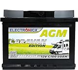 Batería solar AGM 12 V 80 Ah Electronicx Caravan Edition, batería solar de 12...