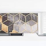 Revestimiento pared cocina Black And White Golden Geometry, Premium 40 x 140 cm