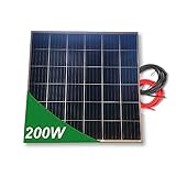 Panel solar monocristalino 200W 12V placa cuadrada con cable de 5 metros...