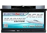 Electronicx Bateria solar AGM 12v 100ah MARINE EDITION Barcos Barca Caravana...