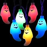 Cadena Luces Halloween, BrizLabs 30 LED Fantasma Cadena de Luces a Batería 3D...