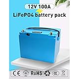 Qingmei Paquete de baterías Lifepo4 de 12V 100Ah, Batería de Ocio de Ciclo...