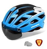 Shinmax Casco Bicicleta Adulto con Luz Casco MTB con Visera Magnética...