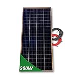 Panel solar 200W monocristalino 12V tecnología PERC alta eficiencia con cable...