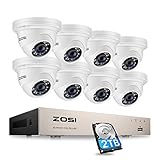 ZOSI 5MP Kit de Cámara Seguridad PoE 8CH H.265+ Grabador NVR PoE + (8) Cámara...