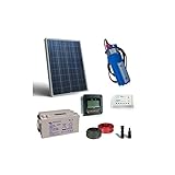 Kit Solar Fotovoltaico Bombeo 80W 12V - 190 L/h prevalencia 18mt Bateria 22Ah