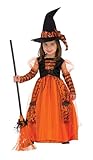 Rubies Disfraz Bruja Brillante para niña, vestido infantil en color naranja,...