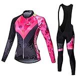 Malciklo Sets Ropa Ciclismo, Maillot de Manga Larga con Mallas para Mujer,...