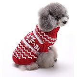 Tuopuda Navidad Mascotas suéter invierno perro nieve lana del perrito de la...