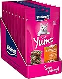 Vitakraft Cat Yums - Aperitivos para gatos con pollo y hierbas, paquete con 9...