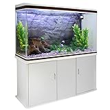 MonsterShop - Pecera Acuario Completo de 300L con Mueble Inferior Blanco 300W &...