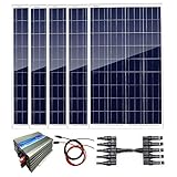AUECOOR Kit de panel solar policristalino de 500 W: inversor de corriente de...