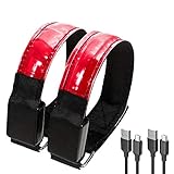 ATNKE Brazalete LED, 2 Pack USB Recargable, Alta Visibilidad, brazaletes...