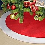 SALCAR Falda de árbol de Navidad en Rojo y Blanco, Falda de árbol de Navidad...
