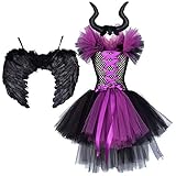 FYMNSI Disfraz de Niña Maléfica Reina Malvada Maleficent Halloween Costume...