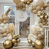 Kit Arco Globos Beige, Guirnalda Globos Beige Boho con Arena Natural Blanca Mate...