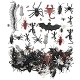 FEPITO 160 PCS Plástico Halloween Arañas Cucarachas Escorpiones Ratas Geckos...