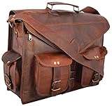 Handolederco. ABB 18 pulgadas de cuero artesanal Messenger Laptop Bag