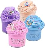 Slime para niñas, ariel-gxr 4 Kit de Fluffy Butter Slime, con Unicornio y...