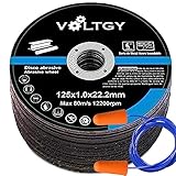 VOLTGY- 15 Unidades Discos de Corte Metal 125x1x22.2mm. Incluye 1 Par de Tapones...