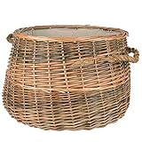 RM Design Cesta de mimbre para leña, cesta para leña de chimenea, cesta de la...