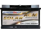 Electronicx Bateria Solar AGM 12v 100ah Solar Edition Barcos Caravana...