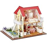 DIY Dollhouse Kit, miniatura de casa de muñecas kit de muebles de madera con...