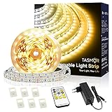 TASMOR Tira LED Regulable 5M, Tira LED 3000K Blanco Cálido 12V, Tira LED Blanco...