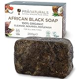 PraNaturals Jabón Negro Africano 200g, Orgánico y Vegano para Todo Tipo de...
