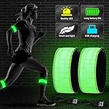 Brazalete Reflectante Running, 2 PCS Banda Reflectante Recargable con USB, Alta...