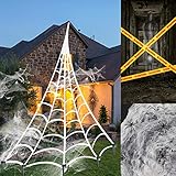 E-Más decoraciones de tela de araña de Halloween, Juego de telaraña súper...